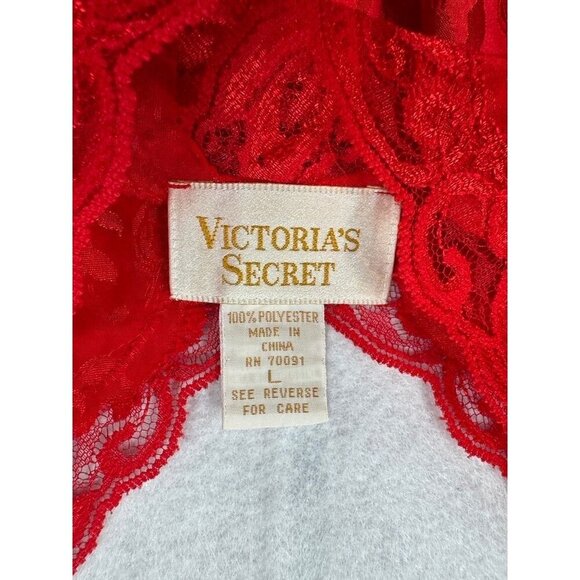 Victoria's Secret Chemise Slip Dress Red Lace Gold Label Women's L Vintage Y2K - Picture 7 of 7